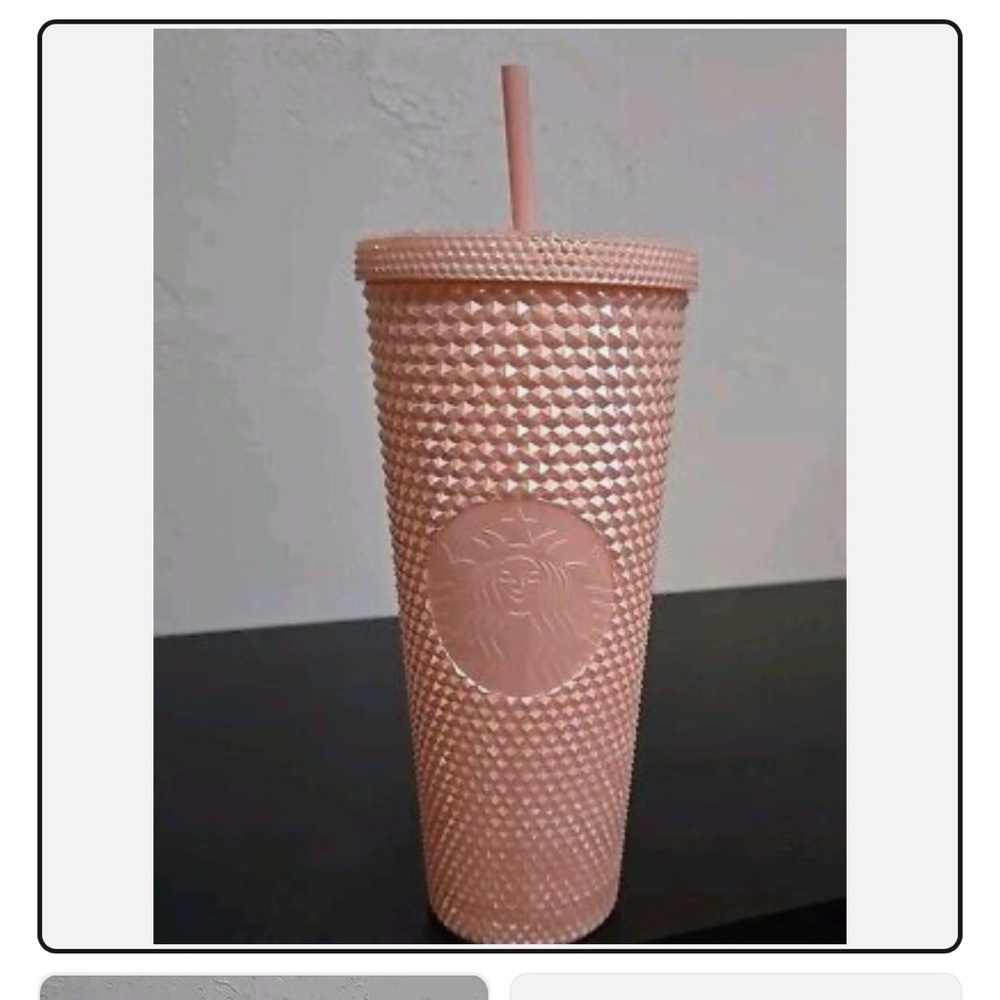 NWT Starbucks 2024 Iridescent Peach Pink Holiday PVD Studded Bling Tumbler